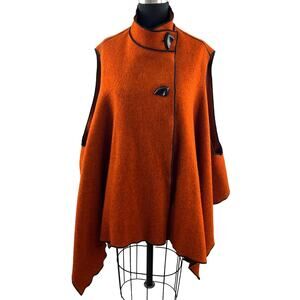 Courtney Washington Orange Lagenlook Cardigan Poncho Wool Asymmetric Pointed Hem